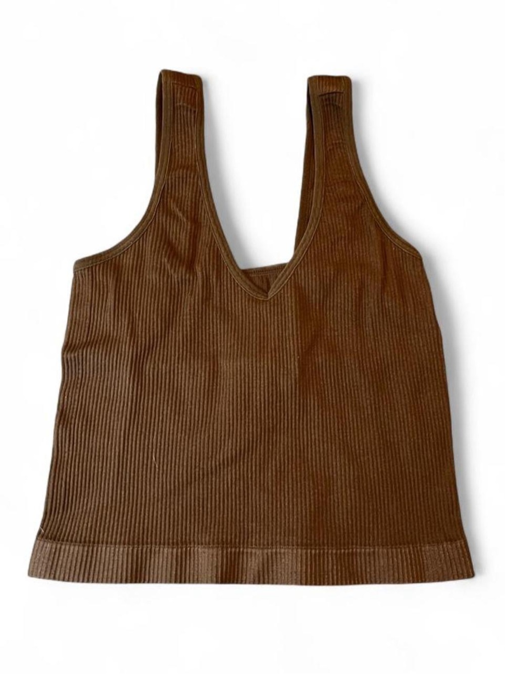 Rue21 Brown Ribbed V-Neck Tank Top